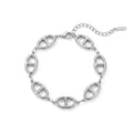 QIAOREN 12049 Anti-tarnish Stainless Steel Oval Double Hole Chain Bracelet Lobster Clasp Adjustable  Bracelet Gift for US Ladies
