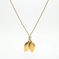QIAOREN 10625 Trendy Stainless Steel Double Leaf Pendant Necklace Gold Plated Link Chain for Women Party Occasion