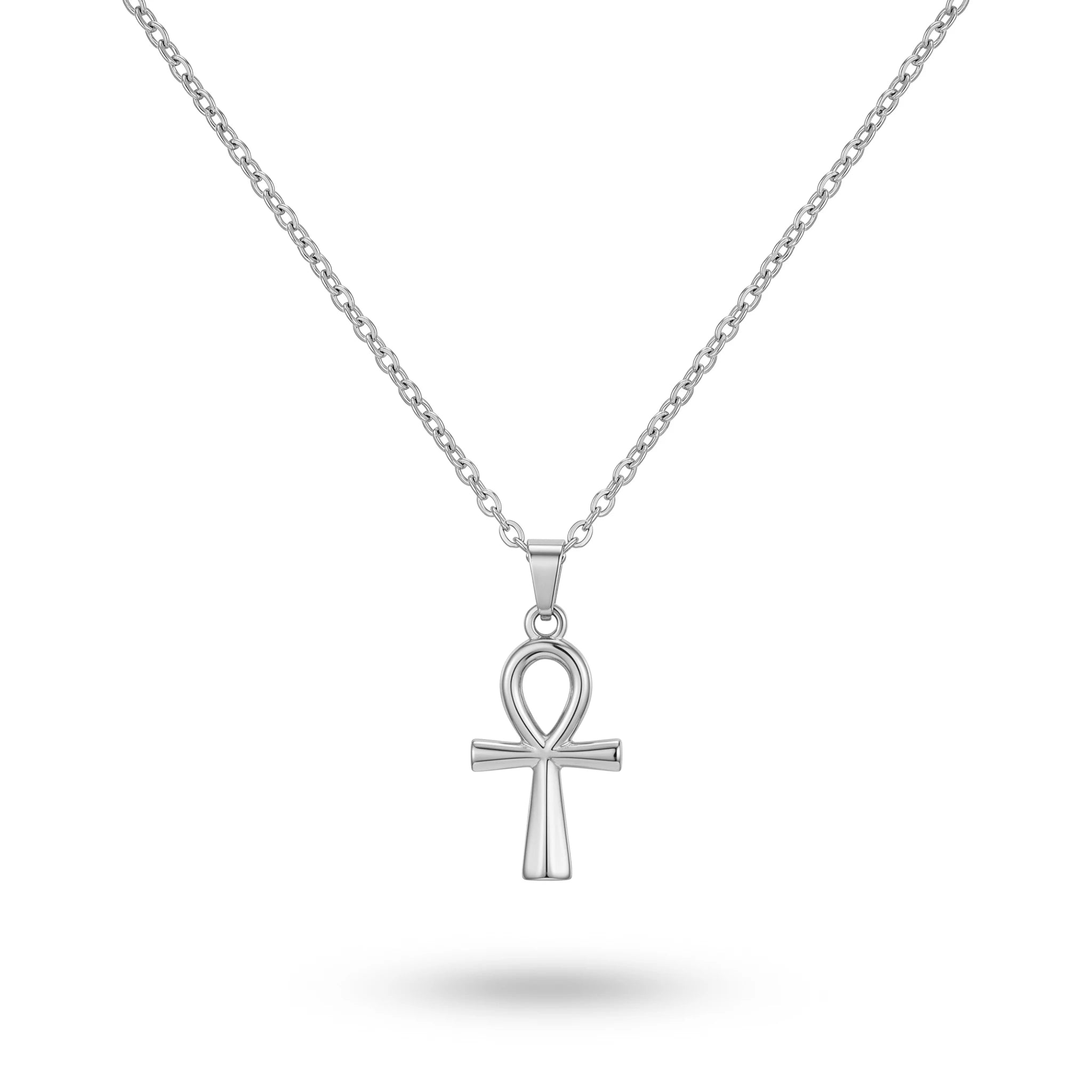 QIAOREN 11675 Tarnish Free 18K Gold Stainless Steel Ankh Cross Pendant Necklace Minimalist Life Symbol Jewelry