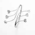 QIAOREN 12807 Trend Romantic Multi Heart Open Cuff Bangle Stainless Steel Silver Adjustable Daily Jewelry