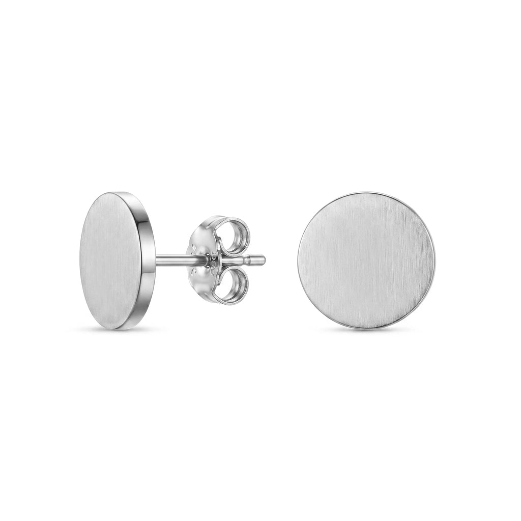QIAOREN 11200 Elegant Solid Circle Stud Earrings Waterproof Stainless Steel Gold Minimalist Fashion Jewelry