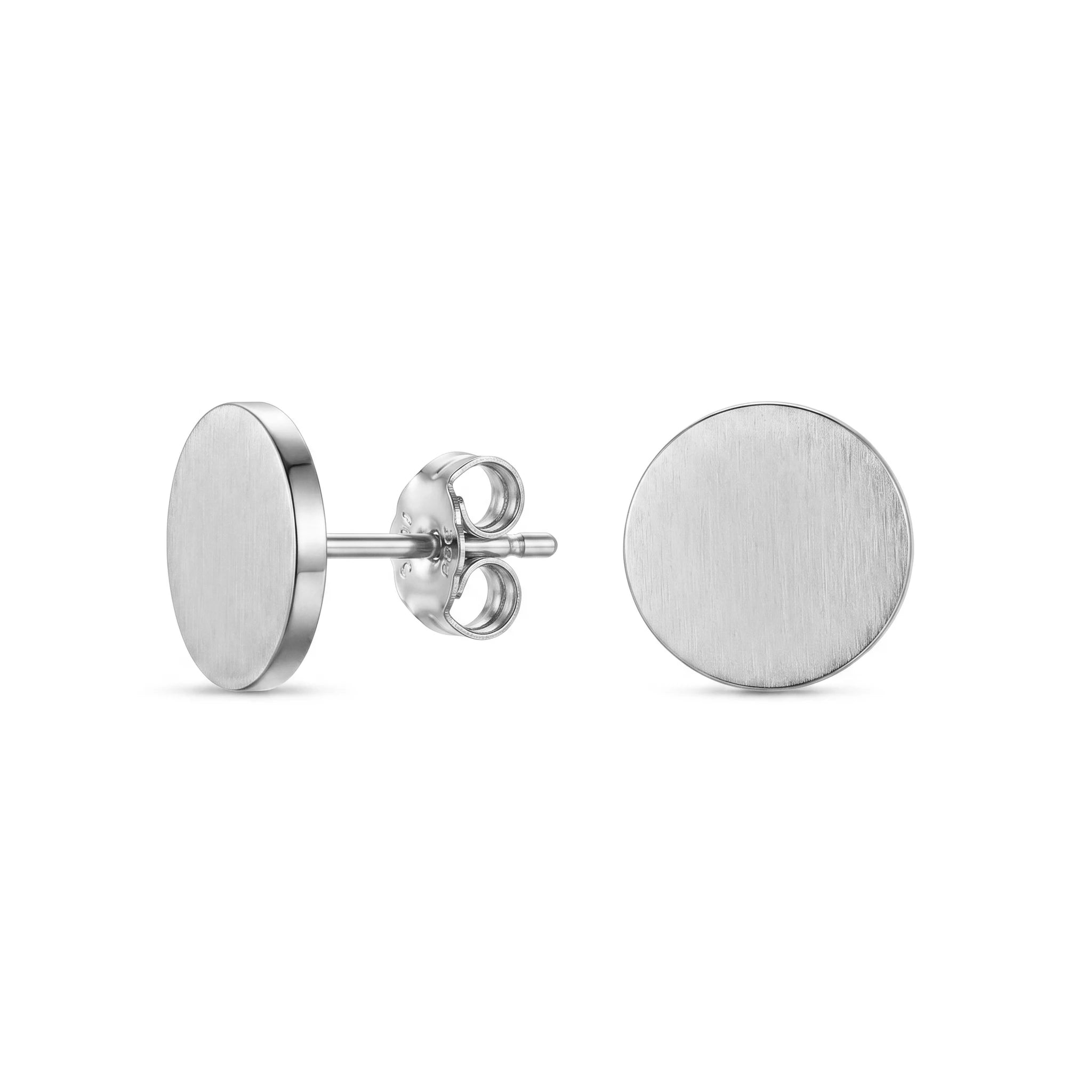 QIAOREN 11200 Elegant Solid Circle Stud Earrings Waterproof Stainless Steel Gold Minimalist Fashion Jewelry