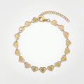 QIAOREN 11081 Elegant Gold Heart Link Bracelet Stainless Steel Waterproof Romantic Minimalist Bracelet for Women Jewelry Gift