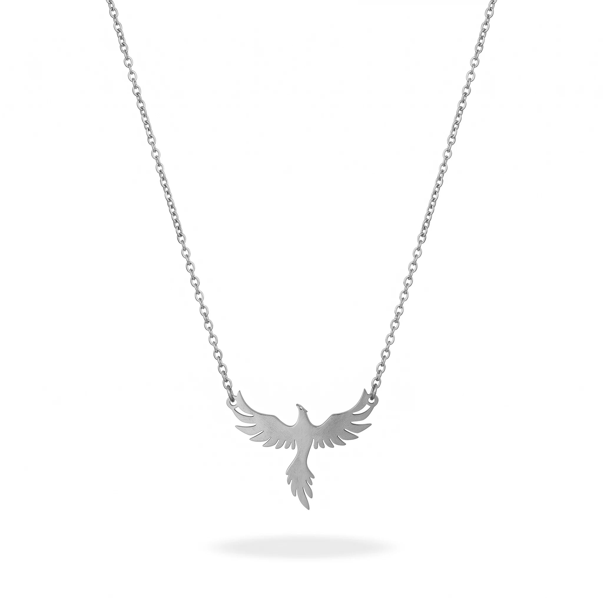 QIAOREN 10853 Stainless Steel Phoenix Pendant Necklace 18K Gold Adjustable Cable Chain Myth Bird Jewelry Gift for Women