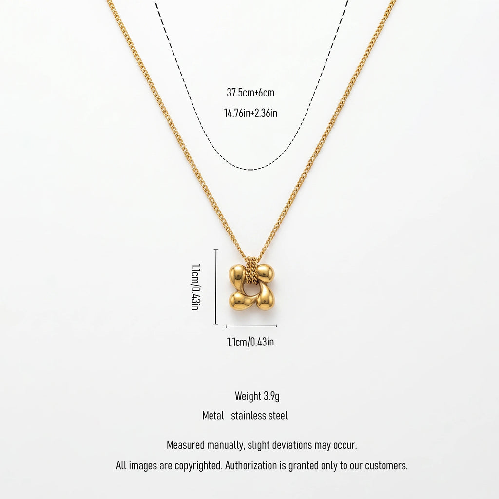 QIAOREN 13952 Stainless Steel Abstract Flower Pendant Necklace Gold Minimalist Waterproof Geometric Jewelry for Women