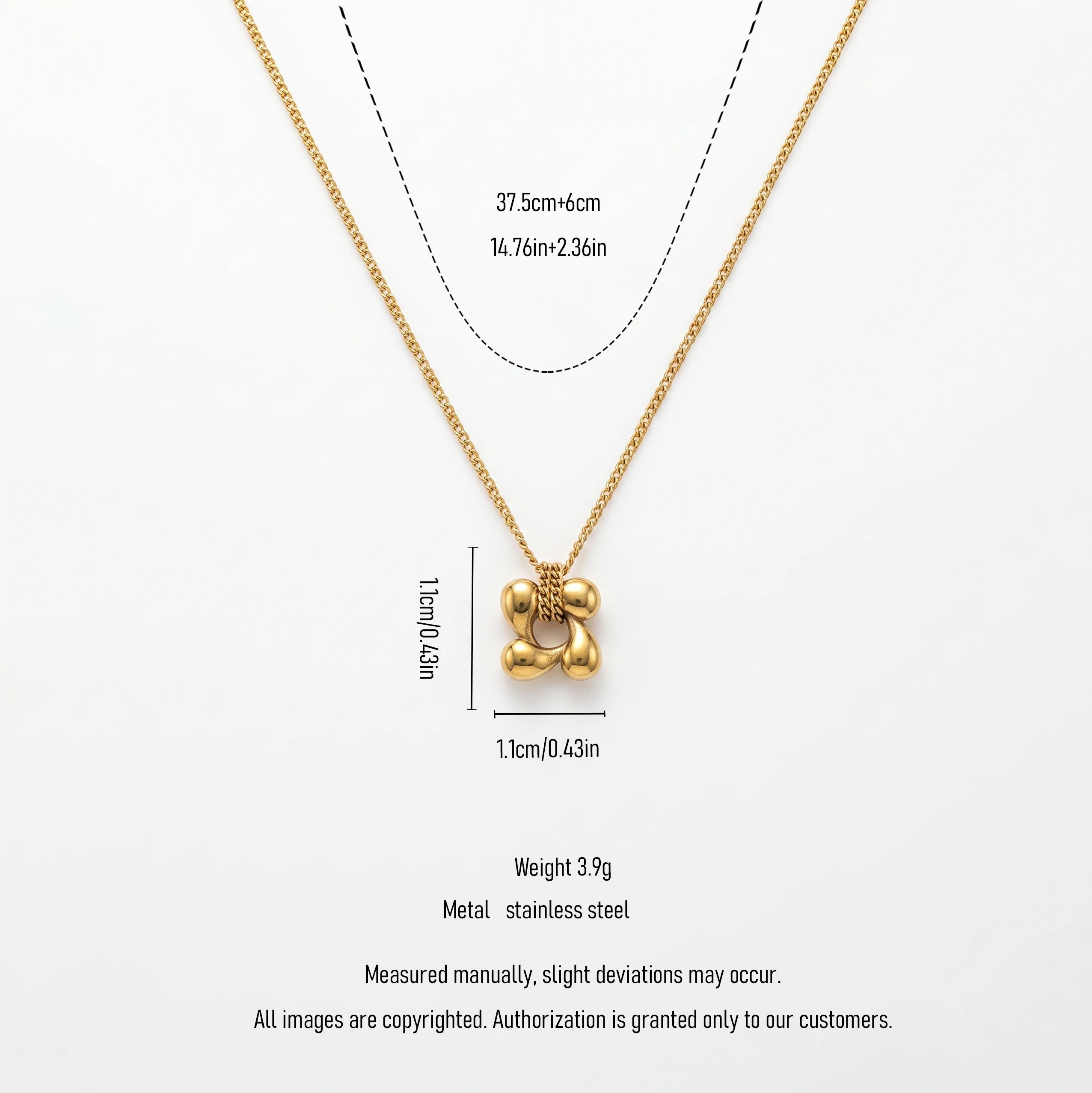 QIAOREN 13952 Stainless Steel Abstract Flower Pendant Necklace Gold Minimalist Waterproof Geometric Jewelry for Women