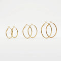 QIAOREN 13209 Gold Plated Thin Hoop Earrings for Women Stainless Steel Lightweight Round Minimalist Fashion Jewelry