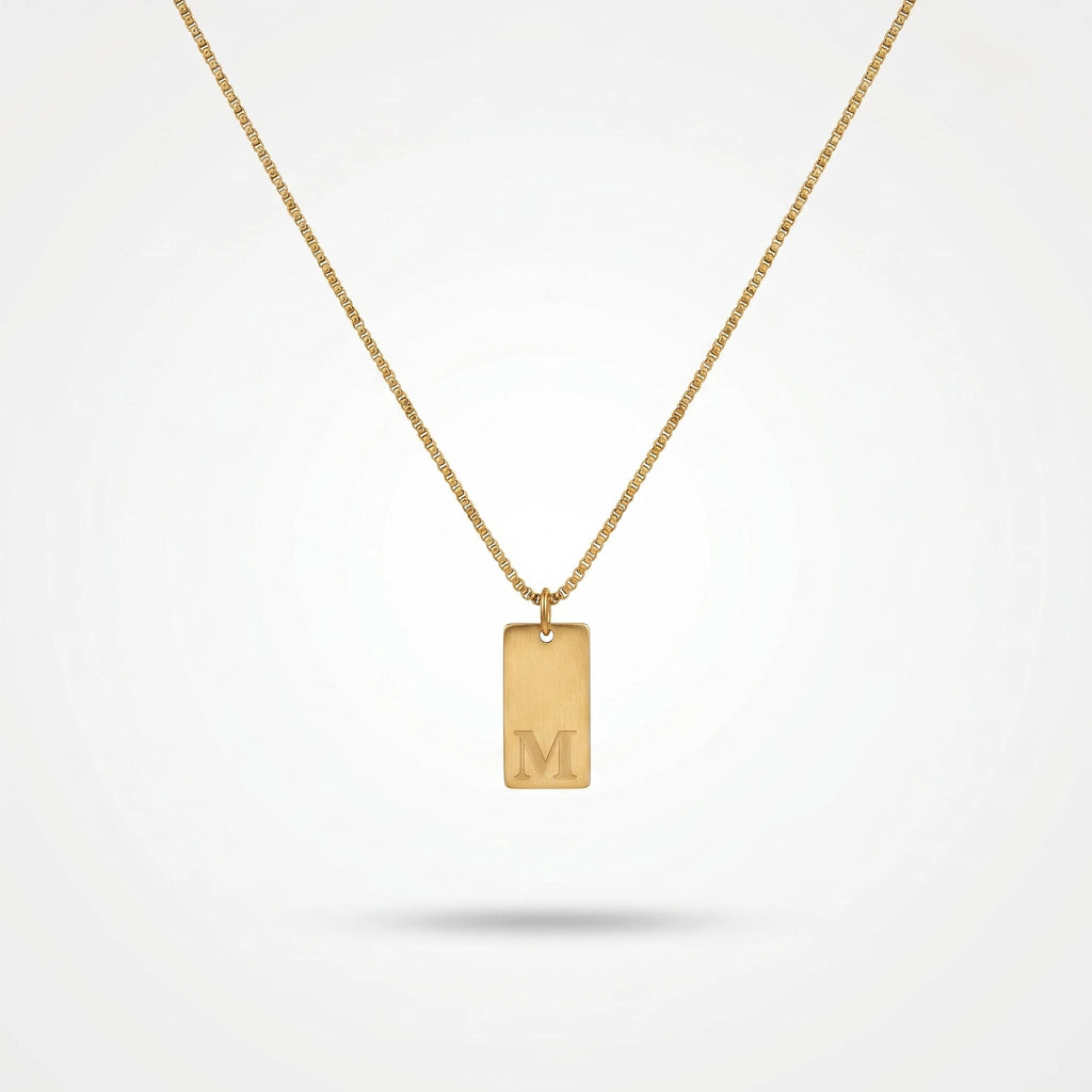 QIAOREN 10816 Tarnish Resistant Gold Plated Stainless Steel Orthodox Letter Pendant Necklace Dainty Box Chain Party Jewelry