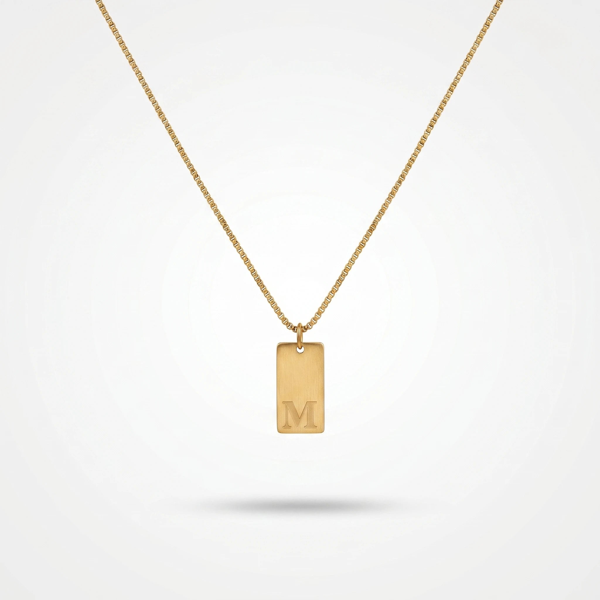 QIAOREN 10816 Tarnish Resistant Gold Plated Stainless Steel Orthodox Letter Pendant Necklace Dainty Box Chain Party Jewelry