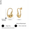 QIAOREN 14069 Irregular Teardrop Open Hoop Stud Earrings, Organic Fluid Hollow Drop Ear Stud Jewelry Gift for Daily Fashion