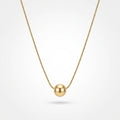 QIAOREN 13502 Minimalist Single Smooth Round Ball Pendant Necklace with Thin Snake Chain, Dainty Gold Slide Bead Necklace