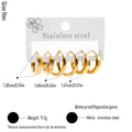 QIAOREN 14457 3 Pair Gold Stainless Steel Polygon Huggie Hoop Earrings, Beveled Multi Sided Small Hoops for Women Daily Jewelry