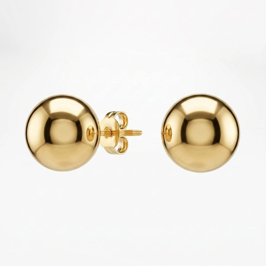 QIAOREN 10903 16mm Large Ball Stud Earrings Gold Plated Stainless Steel Polished Sphere Hypoallergenic No Fade  for Women