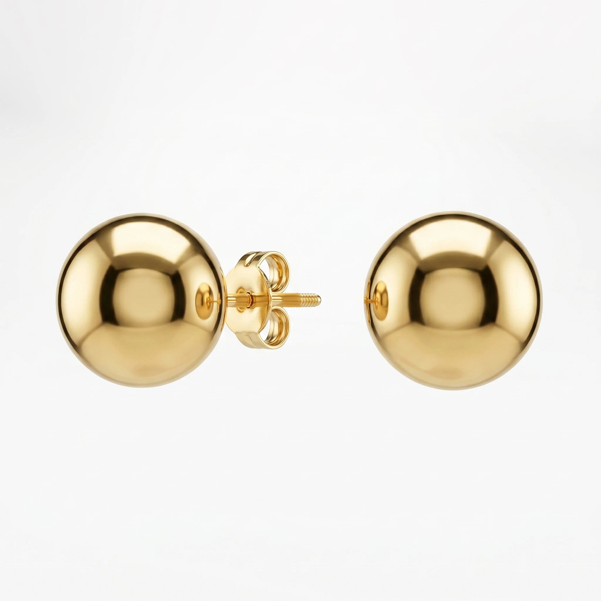 QIAOREN 10903 16mm Large Ball Stud Earrings Gold Plated Stainless Steel Polished Sphere Hypoallergenic No Fade  for Women