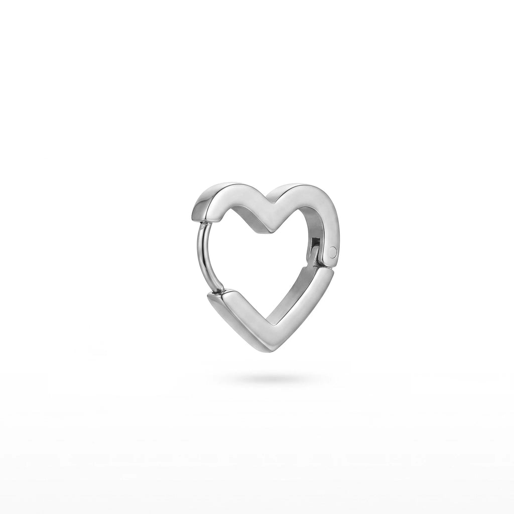 QIAOREN 12571 Wholesale Minimalist Heart Shape Ear Hoops Tarnish Resistant Stainless Steel Gold Huggie Earrings Sweet Love