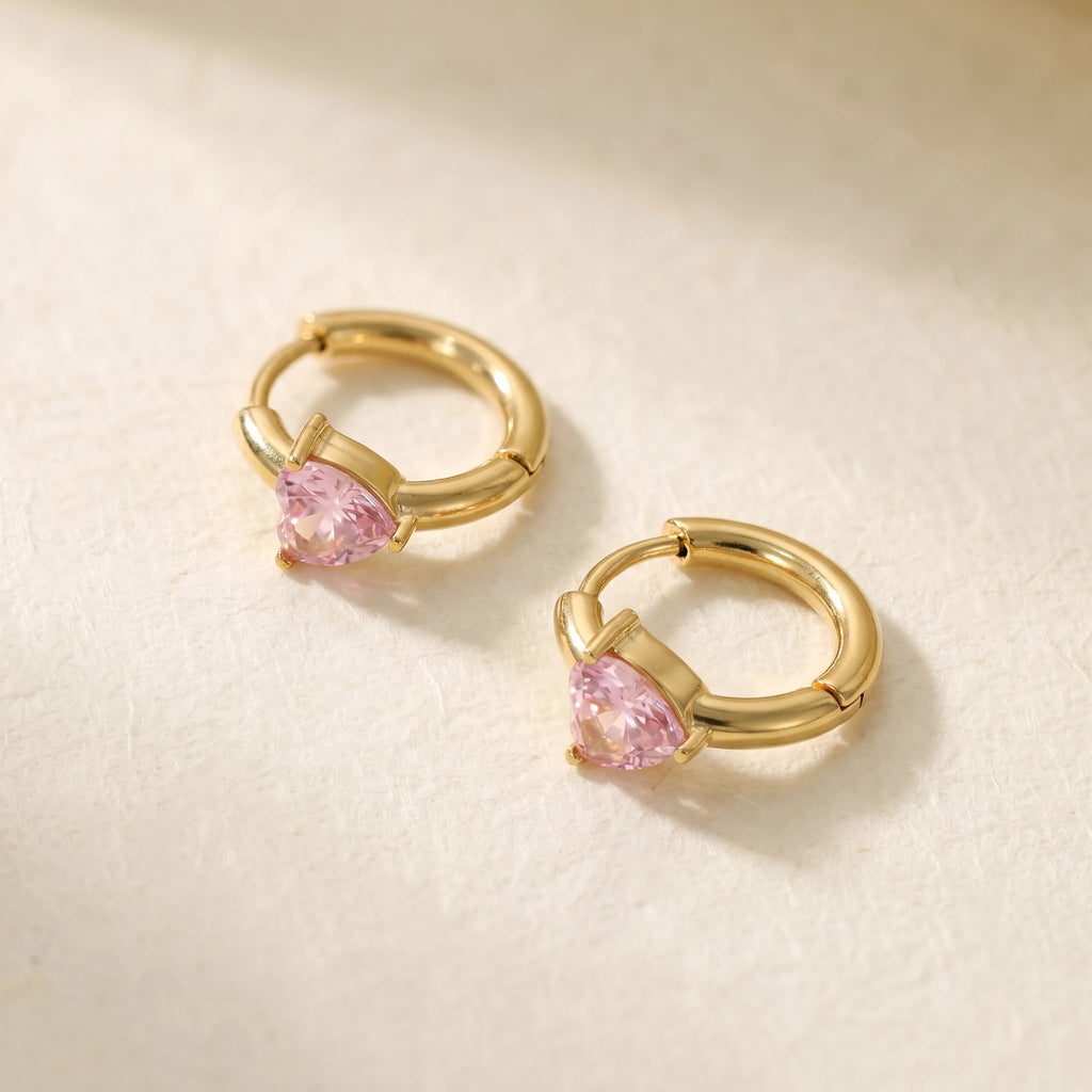 QIAOREN 12186-89 Ins Minimalist Teardrop Cut Colorful Hoops 18K Gold Plated Stainless Steel Earring Party Trendy Women
