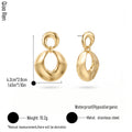 QIAOREN 14545 Two Link Organic Oval Drop Stud Earrings,Thick Tube Interlinked Dangle Earrings, Hypoallergenic Statement Jewelry