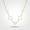 QIAOREN 11649 Versatile Gold Circle Jewelry Set 18K Stainless Steel Necklace Earrings Ring for Office Daily Wear