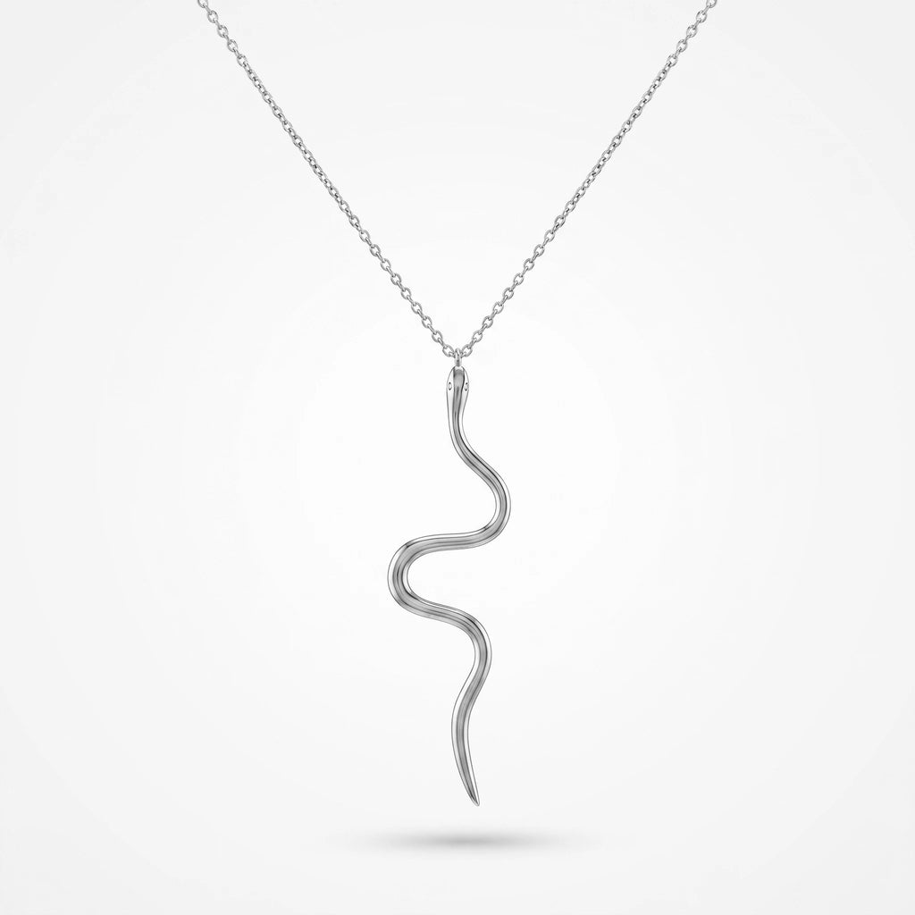QIAOREN 11241 Delicate Edgy Snake Pendant Necklace 18K Gold Plated Stainless Steel Everyday Wear Jewelry for Women