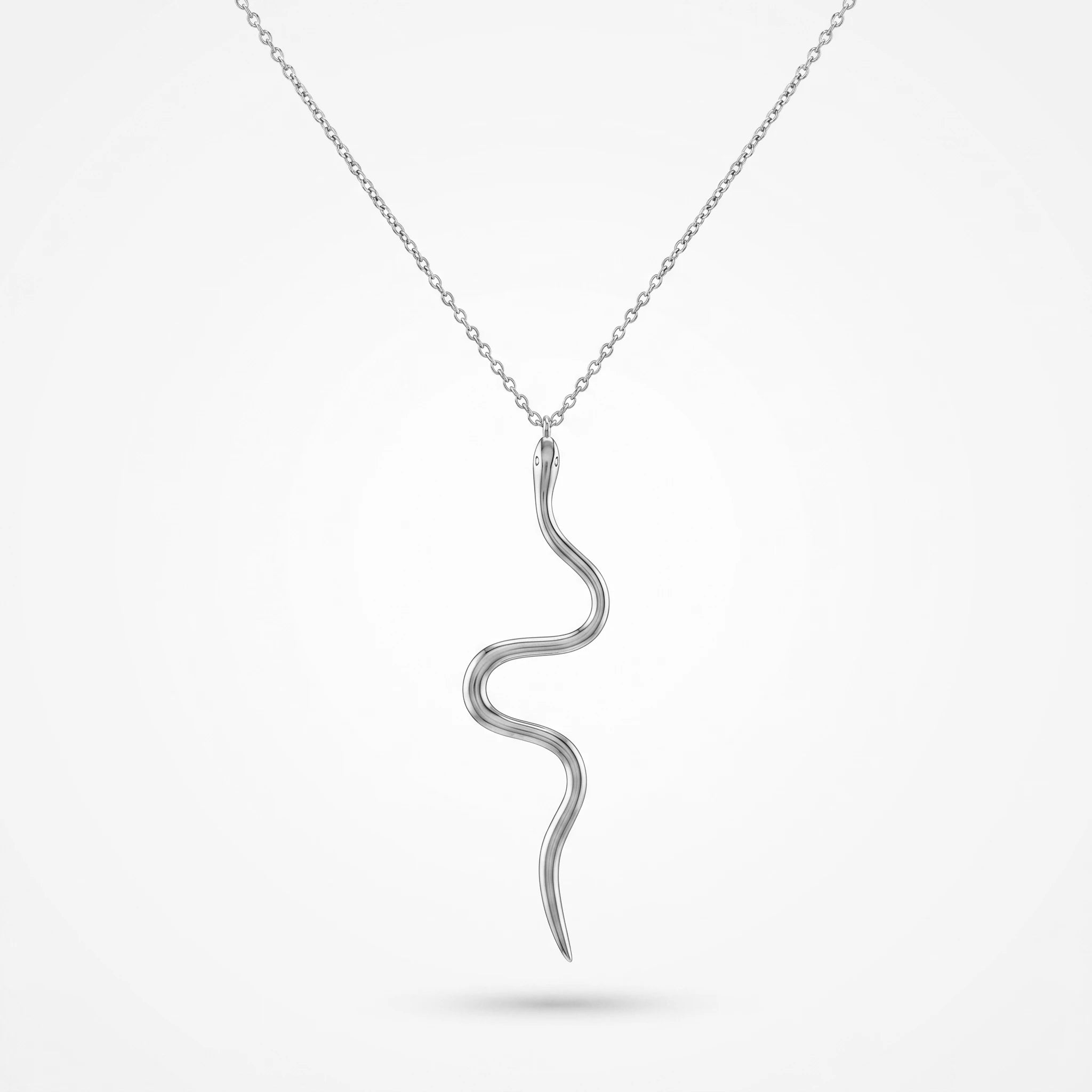 QIAOREN 11241 Delicate Edgy Snake Pendant Necklace 18K Gold Plated Stainless Steel Everyday Wear Jewelry for Women