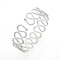 QIAOREN 12805 Stainless Steel Silver Multi Wave Open Cuff Bangle Adjustable Twisted Loop Wide Wrist Bracelet for Women