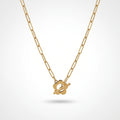QIAOREN 13958 Stainless Steel T Bar Toggle Necklace Gold Paperclip Chain Minimalist Fashion Jewelry for Women