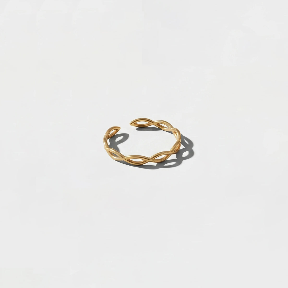 QIAOREN 5Pcs Vintage 18K PVD Gold Stainless Steel Rings Set Tarnish Free Adjustable Stackable Textured Open Cuff Rings for Women