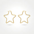 QIAOREN 12327 Trendy Star Hoop Earrings Gold Stainless Steel Sleek 5-Point Star Shaped Large Hoops Y2K Celestial Jewelry Women