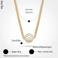QIAOREN 14418 Paved CZ Concentric Circle Pendant Curb Chain Necklace, Stainless Steel Necklace Jewelry Gift