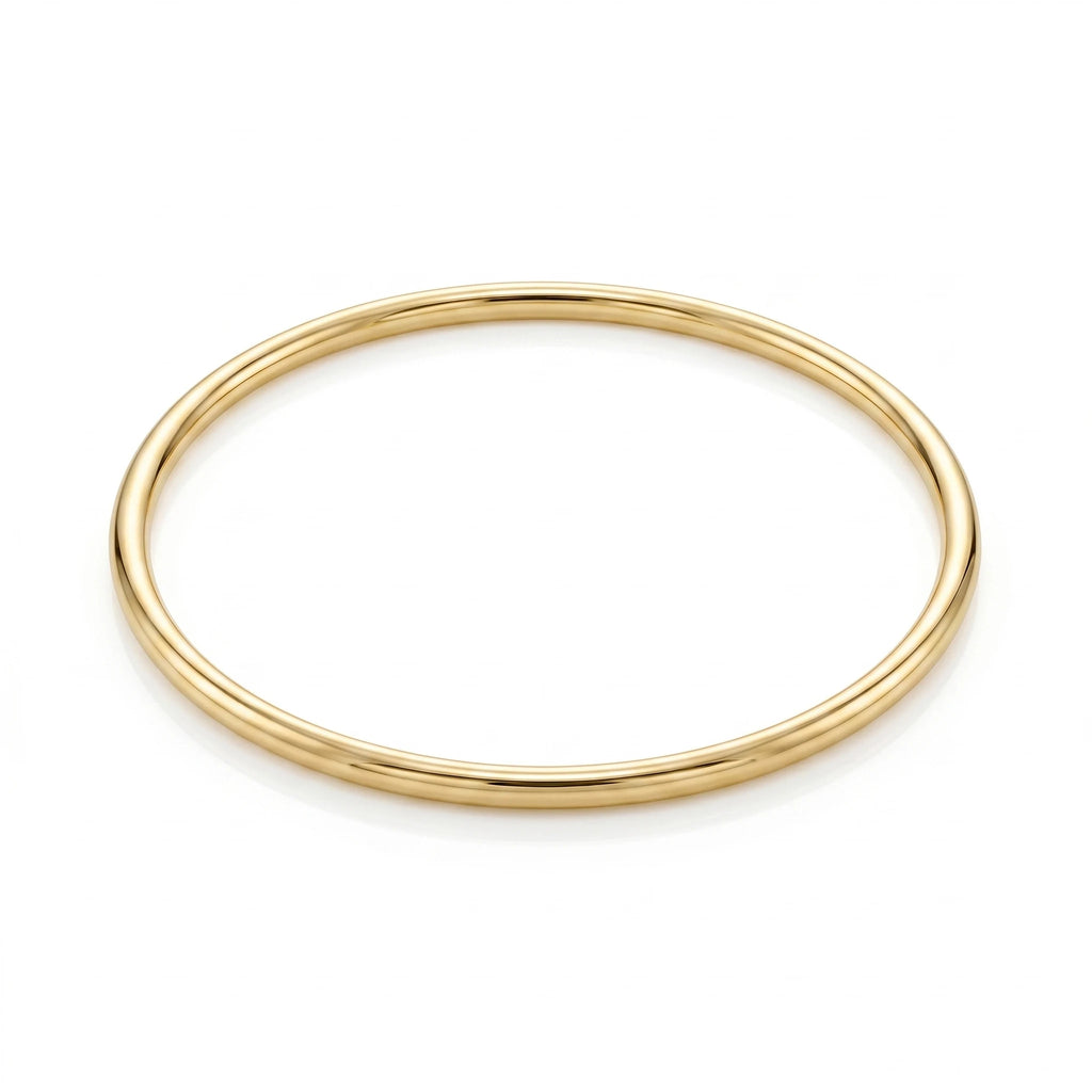 QIAOREN 12783 Trend Plain Thick Polished Gold Bangle Stainless Steel Minimal Stack Daily Wrist Jewelry