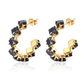 QIAOREN 12208-16  Gold Plated Stainless Steel Rainbow Square CZ Huggie Hoop Earrings