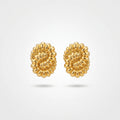 QIAOREN 13250 18K Gold PVD Plated Stainless Steel Bubble Cluster Stud Earrings 3D Puffy Beaded Oval Ear Studs
