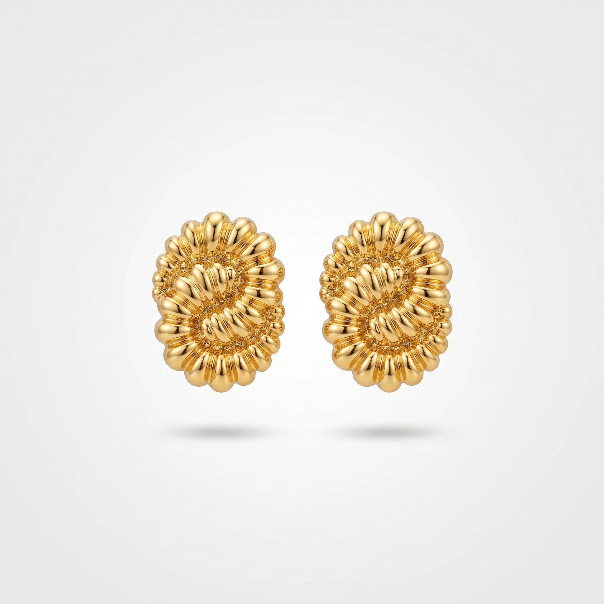 QIAOREN 13250 18K Gold PVD Plated Stainless Steel Bubble Cluster Stud Earrings 3D Puffy Beaded Oval Ear Studs