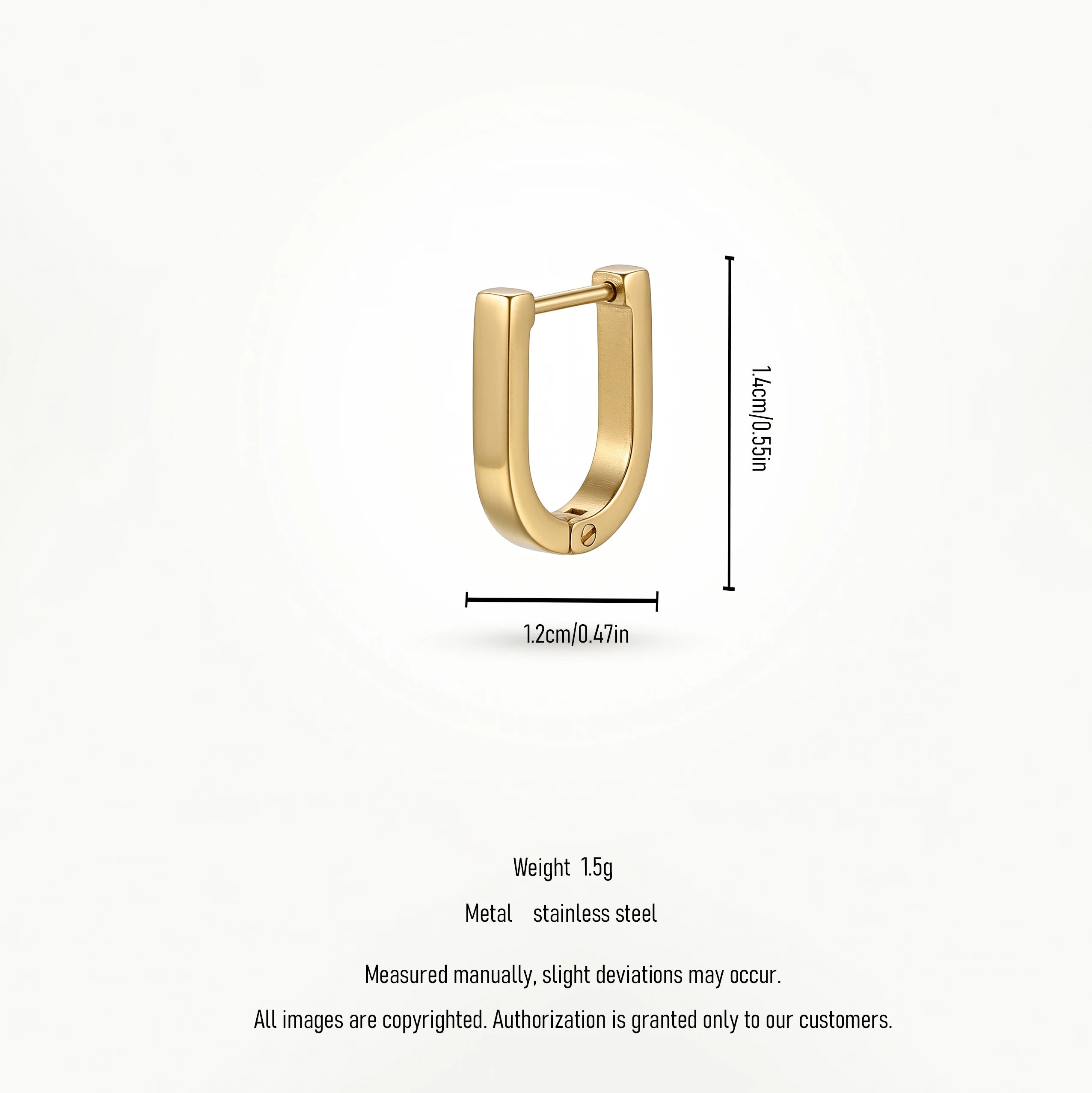 QIAOREN 12569 Minimalist U Shape Huggie Hoop Earrings PVD  Stainless Steel Hypoallergenic Waterproof Geometric