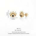 QIAOREN 14033 Matte Gold Stud Earrings With Sunburst Spike Detail, Black Round Bead Inlay Protective Symbol Ear Stud