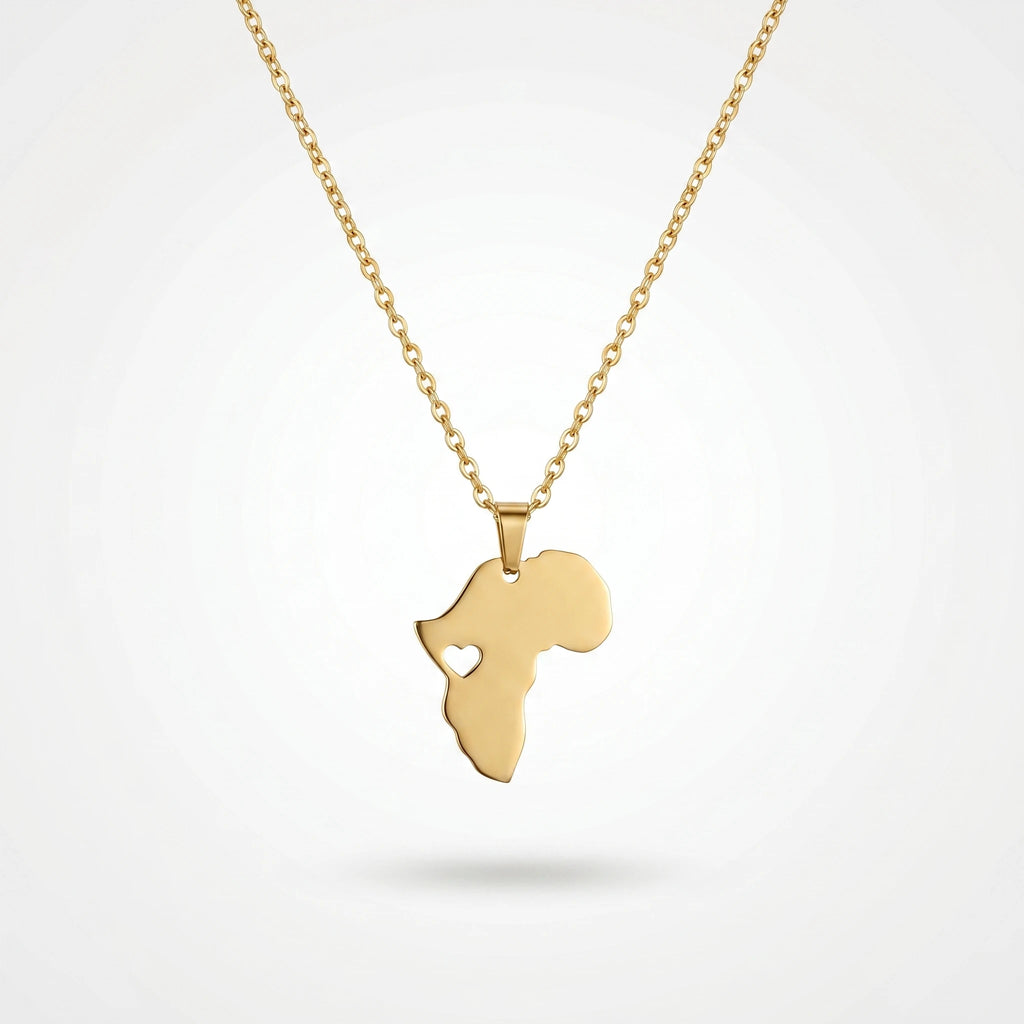 QIAOREN 11971 USA Popular Non Tarnish Stainless Steel Ethnic Africa Continent Pendant Necklace Trendy Ladies Daily Wear Jewelry