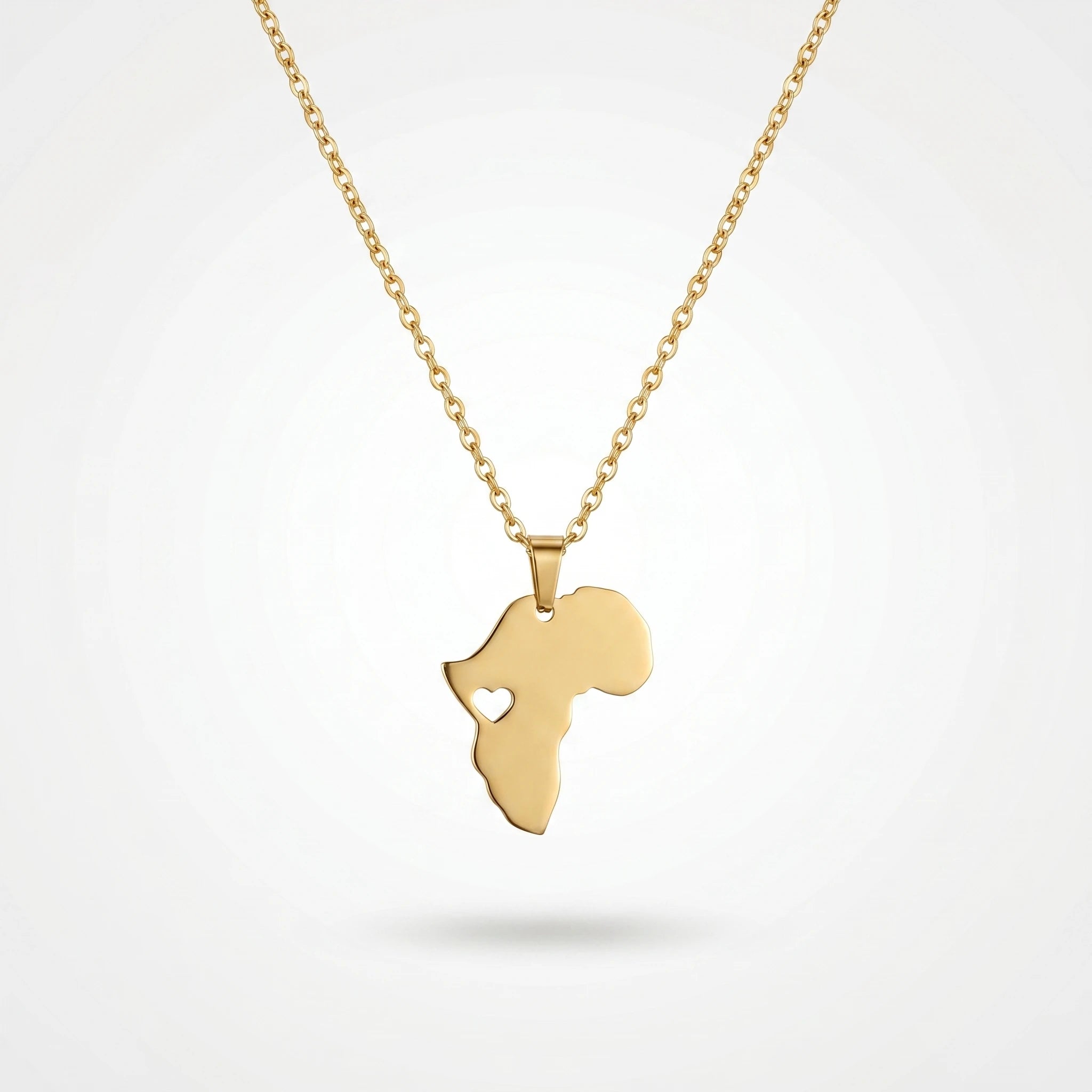 QIAOREN 11971 USA Popular Non Tarnish Stainless Steel Ethnic Africa Continent Pendant Necklace Trendy Ladies Daily Wear Jewelry