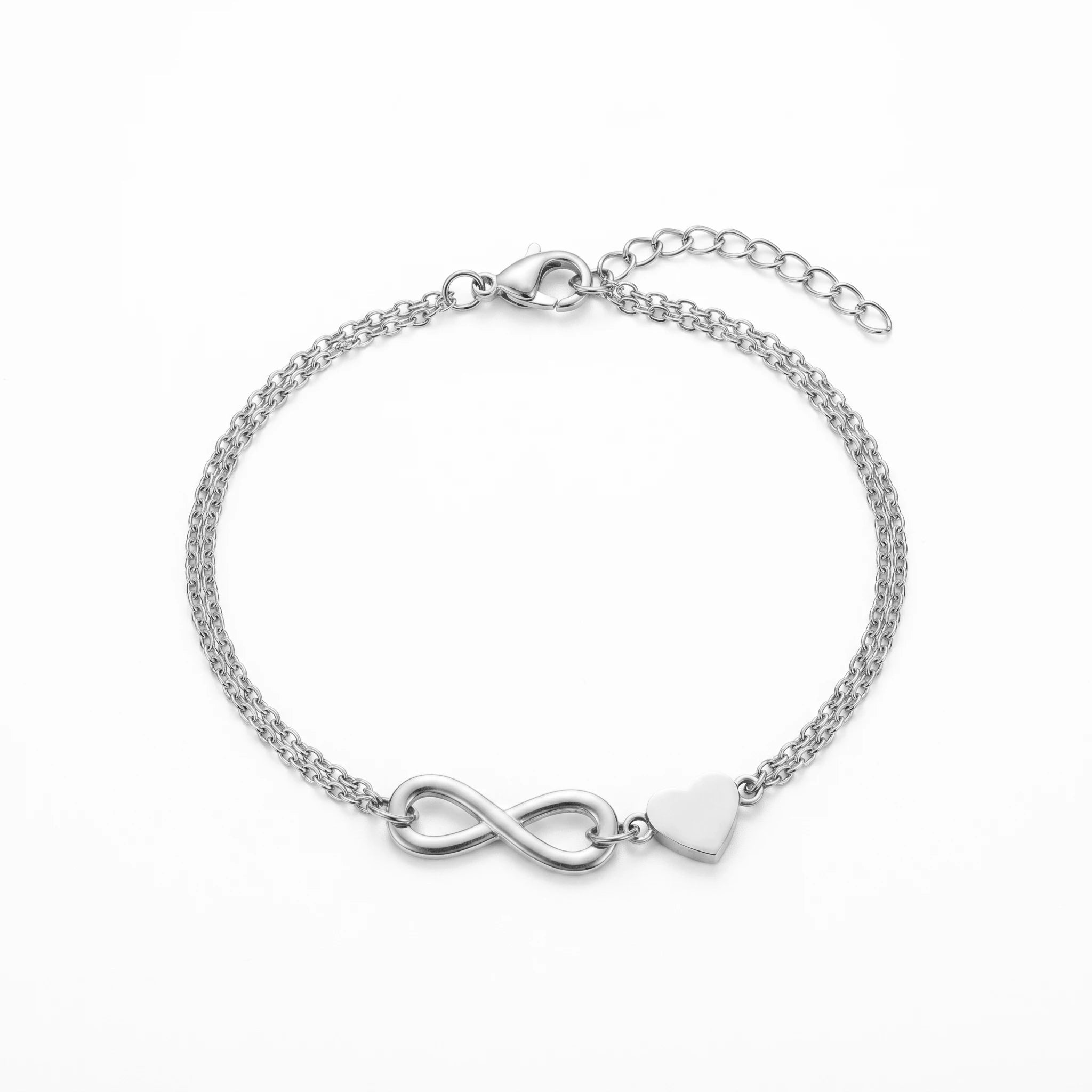 QIAOREN 10578 Infinity Love Heart Chain Bracelet 18K Gold Plated Stainless Steel Waterproof Tarnish Free Jewelry for Women