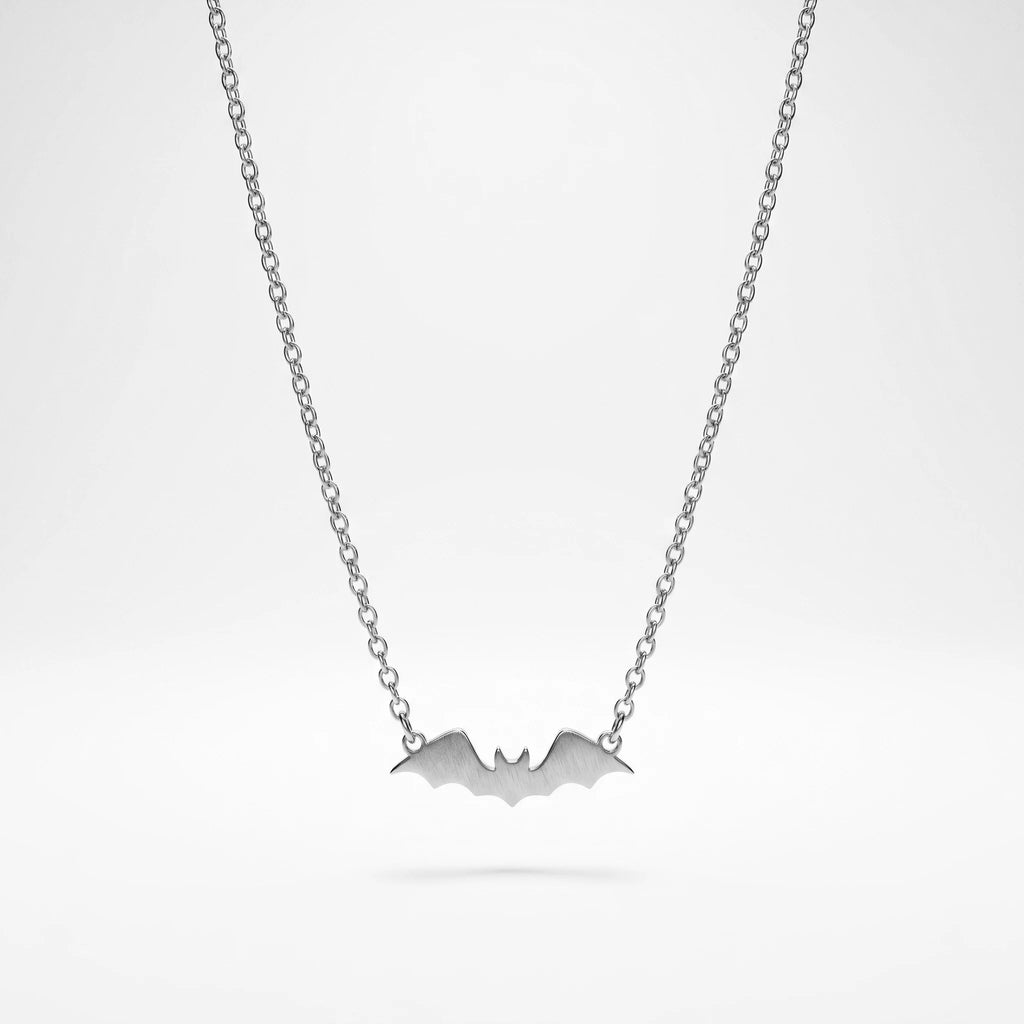 QIAOREN 10798 Edgy Minimalist Bat Chains Necklace Stainless Steel Gold Plated Non-Tarnish Layerable Unisex Daily Wear Jewelry