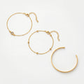 QIAOREN 10604 3 Pieces Classic Geometric Stackable Bracelet Set 18K Gold Plated Stainless Steel Chain Link Waterproof