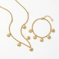 QIAOREN 11932 Trendy Scallop Shell Necklace Bracelet Set Stainless Steel Gold Curb Chain Summer Beach Jewelry for Women US EU