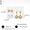 QIAOREN 14522  Waterproof Stainless Steel Earrings Set Star Heart Hoop Stud Earrings CZ Crystal Hypoallergenic Jewelry Women