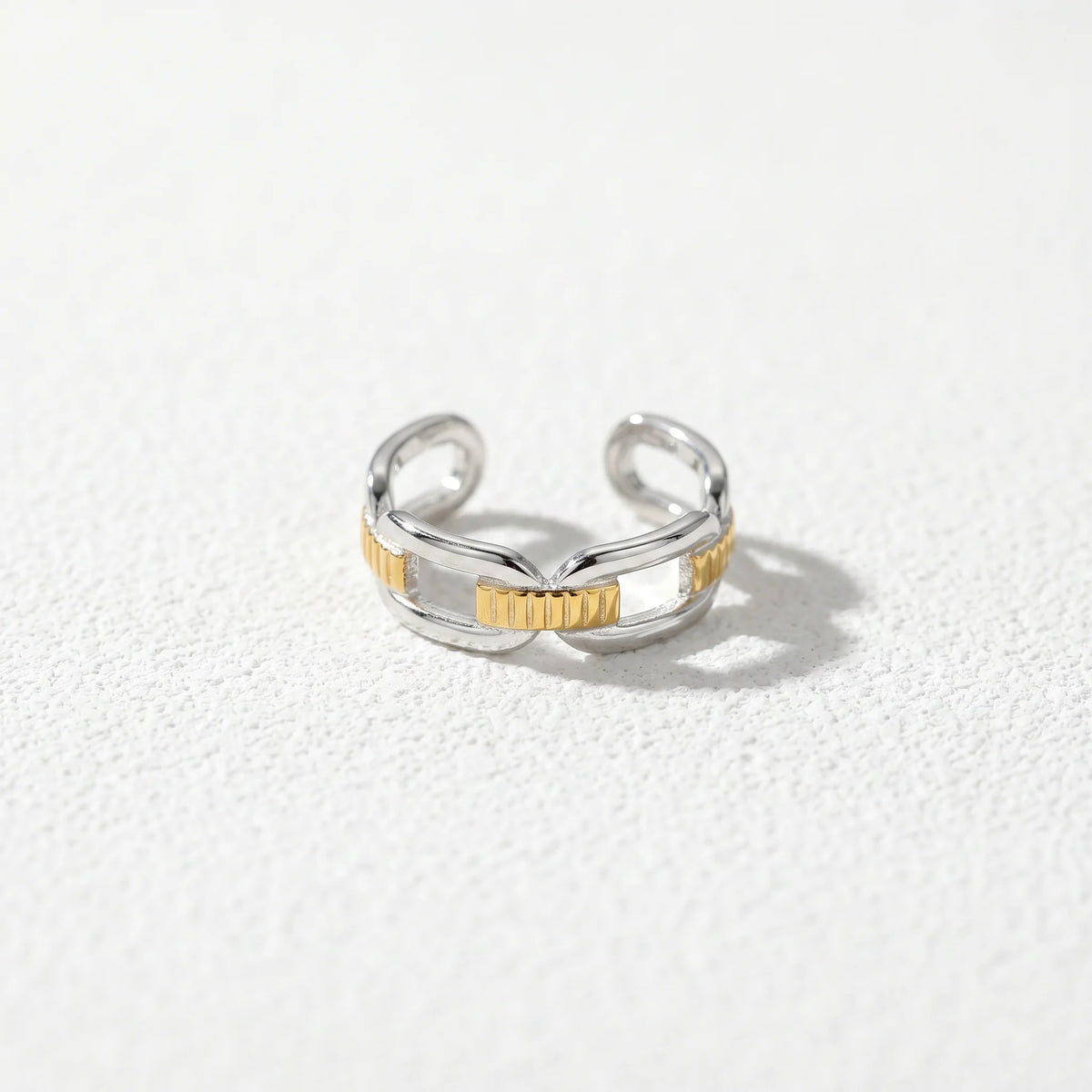 QIAOREN 12954-58 Gold Plated Stainless Steel Two Tone Snake Star Adjustable Rings Set Tarnish Free Waterproof Jewelry
