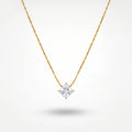 QIAOREN 13170 Stainless Steel Princess Cut CZ Pendant Necklace Gold Plated Elegant Solitaire Jewelry for Women