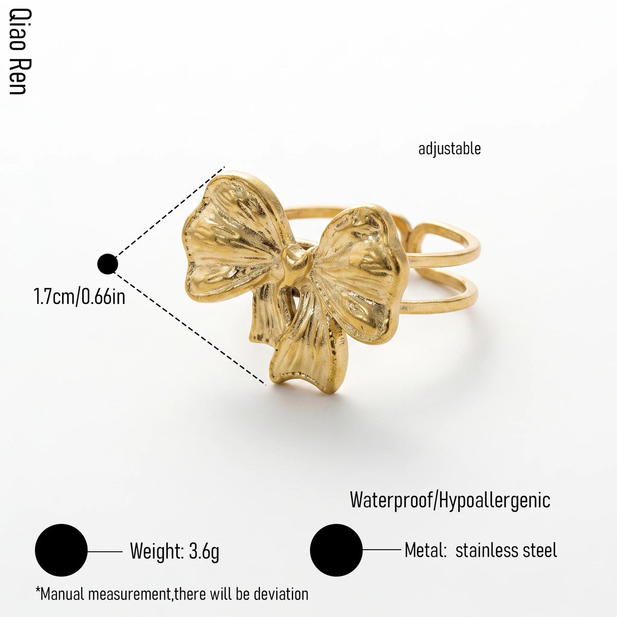 QIAOREN 14239-50 Vintage Textured Gold Open Cuff Ring Set, Hippie Bohemian Stackable Adjustable Rings for Women