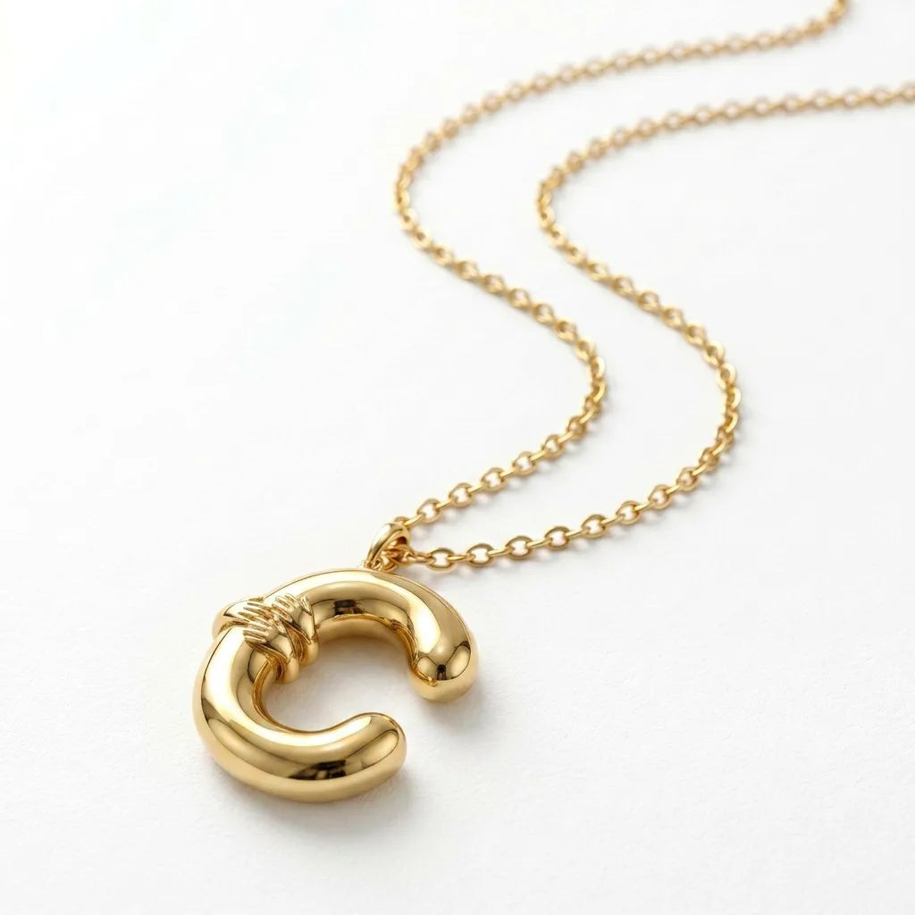 QIAOREN A-Z 26 Letter Initial Necklace Stainless Steel Gold Silver Alphabet Pendant Personalized Name Jewelry Gift for Women