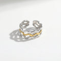 QIAOREN 12948-53 18K Gold Plated 316L Stainless Steel Two Tone Snake Star Adjustable Rings Set Tarnish Free Waterproof Jewelry