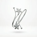 QIAOREN 12803 Stainless Steel Silver Double Starfish Open Cuff Bangle Adjustable Ocean Beach Wrist Bracelet for Women