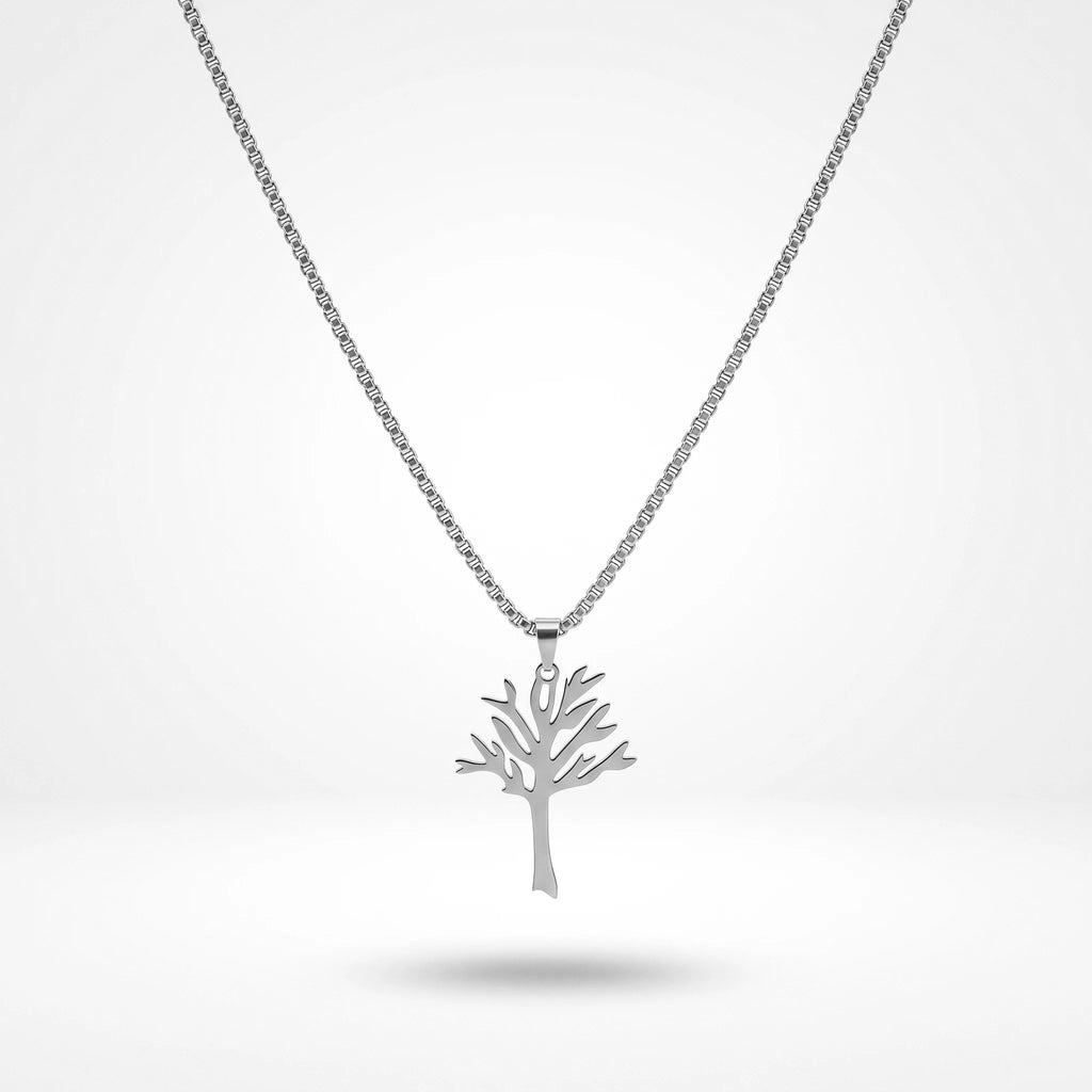 QIAOREN 11320 Trendy Women's Tarnish Resistant Waterproof 18K Gold Plated Stainless Steel Hollow Tree of Life Box Chain Necklace