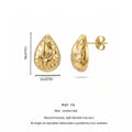 QIAOREN 14019 Polished Gold Hammered Textured Teardrop Stud Earrings, Irregular Crinkle Surface Water Drop Ear Stud Jewelry Gift
